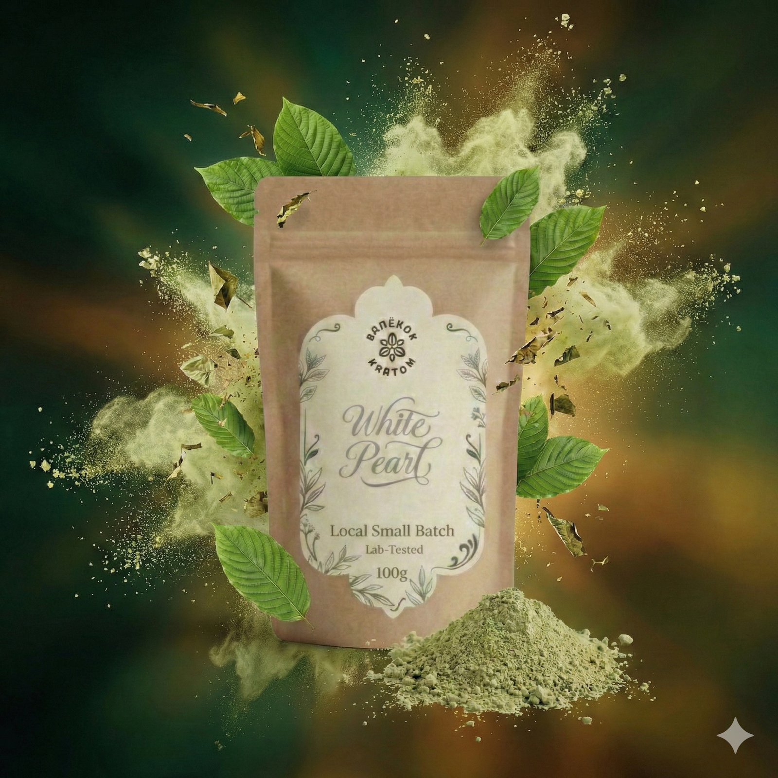 White Kratom with leaves